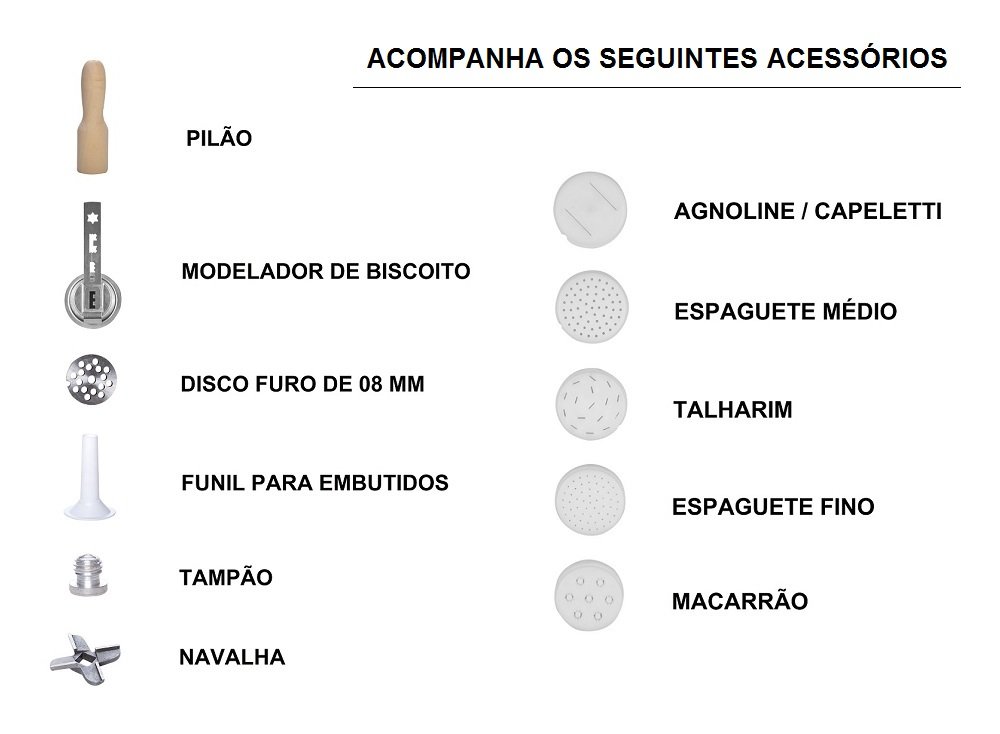 Moedor de Carne c/ Extrusor de Massas 1/3 CV - Anodilar